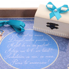 Set tavita pentru taiere mot baieti, model bebe print,6 piese,turcoaz, 35x20 cm, Recostore, REC1967/11