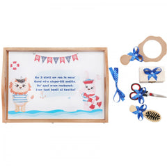 Set tavita pentru taiere mot baieti, model marinar, 6 piese, albastru electric, 35x20 cm, Recostore, REC1967/51