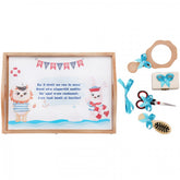 Set tavita pentru taiere mot baieti, model marinar, 6 piese, turcoaz, 35x20 cm, Recostore, REC1967/52