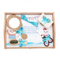 Set tavita pentru taiere mot baieti, model marinar, 6 piese, turcoaz, 35x20 cm, Recostore, REC1967/52