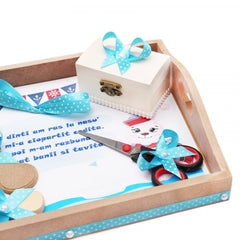 Set tavita pentru taiere mot baieti, model marinar, 6 piese, turcoaz, 35x20 cm, Recostore, REC1967/52