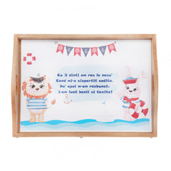 Set tavita pentru taiere mot baieti, model marinar, 6 piese, turcoaz, 35x20 cm, Recostore, REC1967/52