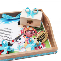 Set tavita pentru taiere mot baieti, model Paw Patrol, 6 piese, turcoaz, 35x20 cm, Recostore, REC1967/47