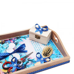 Set tavita pentru taiere mot baieti, Strumfi, 6 piese, albastru electric, 35x20 cm, Recostore, REC1967/69
