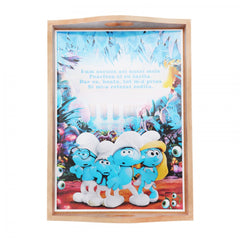 Set tavita pentru taiere mot baieti, Strumfi, 6 piese, bleu, 35x20 cm, Recostore, REC1967/67
