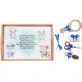 Set tavita pentru taiere mot baieti, urs cu meserii, 6 piese, albastru electric, 35x20 cm, Recostore, REC1967/59