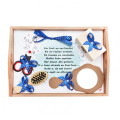 Set tavita pentru taiere mot baieti, urs cu meserii, 6 piese, albastru electric, 35x20 cm, Recostore, REC1967/59