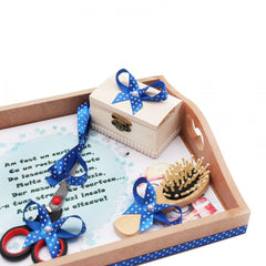 Set tavita pentru taiere mot baieti, urs cu meserii, 6 piese, albastru electric, 35x20 cm, Recostore, REC1967/59
