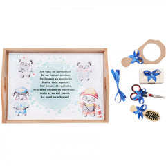 Set tavita pentru taiere mot baieti, urs cu meserii, 6 piese, albastru electric, 35x20 cm, Recostore, REC1967/59