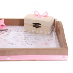 Set tavita pentru taiere mot-turta fete, balerina, 6 piese, roz, 35x20 cm, Recostore, REC1967/34