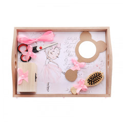 Set tavita pentru taiere mot-turta fete, balerina, 6 piese, roz, 35x20 cm, Recostore, REC1967/34