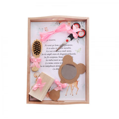 Set tavita pentru taiere mot-turta fete, caprioara Bambi, 6 piese, roz, 35x20 cm, Recostore, REC1967/33