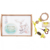 Set tavita pentru taiere mot/turta fete, model bufnite, vulpita si cerb, 6 piese, galben, 35x20 cm, Recostore, REC1967/70