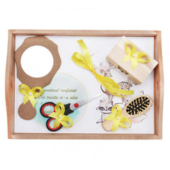 Set tavita pentru taiere mot/turta fete, model bufnite, vulpita si cerb, 6 piese, galben, 35x20 cm, Recostore, REC1967/70