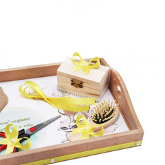 Set tavita pentru taiere mot/turta fete, model bufnite, vulpita si cerb, 6 piese, galben, 35x20 cm, Recostore, REC1967/70