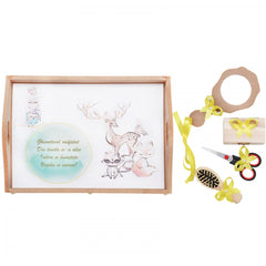 Set tavita pentru taiere mot/turta fete, model bufnite, vulpita si cerb, 6 piese, galben, 35x20 cm, Recostore, REC1967/70