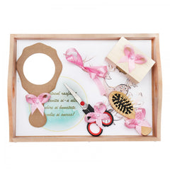 Set tavita pentru taiere mot/turta fete, model bufnite, vulpita si cerb, 6 piese, roz, 35x20 cm, Recostore, REC1967/73