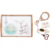 Set tavita pentru taiere mot/turta fete, model bufnite, vulpita si cerb, 6 piese, roz pudrat, 35x20 cm, Recostore, REC1967/74