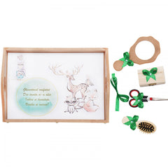 Set tavita pentru taiere mot/turta fete, model bufnite, vulpita si cerb, 6 piese, verde, 35x20 cm, Recostore, REC1967/71