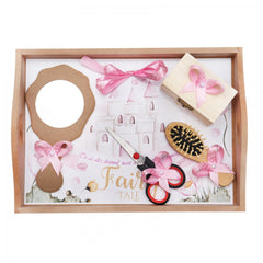 Set tavita pentru taiere mot/turta fete, model cu Castel 6 piese, roz, 35x20 cm, Recostore, REC1967/79