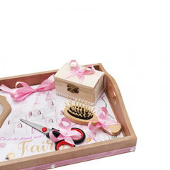 Set tavita pentru taiere mot/turta fete, model cu Castel 6 piese, roz, 35x20 cm, Recostore, REC1967/79