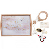Set tavita pentru taiere mot/turta fete, model cu lebada 6 piese, ivoire, 35x20 cm, Recostore, REC1967/77