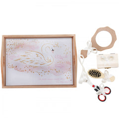 Set tavita pentru taiere mot/turta fete, model cu lebada 6 piese, ivoire, 35x20 cm, Recostore, REC1967/77