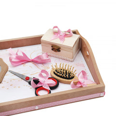 Set tavita pentru taiere mot/turta fete, model cu lebada 6 piese, roz, 35x20 cm, Recostore, REC1967/76