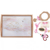 Set tavita pentru taiere mot/turta fete, model cu lebada 6 piese, roz, 35x20 cm, Recostore, REC1967/76