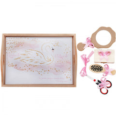 Set tavita pentru taiere mot/turta fete, model cu lebada 6 piese, roz, 35x20 cm, Recostore, REC1967/76