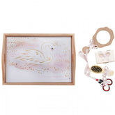 Set tavita pentru taiere mot/turta fete, model cu lebada 6 piese, roz pudrat, 35x20 cm, Recostore, REC1967/75