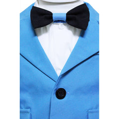 Set trusou complet pentru botez de baieti, 13 piese, costum turcoaz, lumanare cu ingeras, trusou imprimat cu ingeras si pantofiori din piele ecologica, REC2473