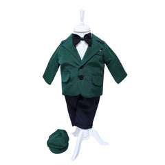 Set trusou complet pentru botez de baieti, 13 piese, costum verde, lumanare cu ingeras, trusou imprimat cu ingeras si pantofiori din piele ecologica, REC2472