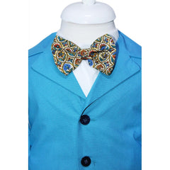 Set trusou complet pentru botez de baieti, 14 piese, costum turcoaz, lumanare cu ursulet, trusou brodat cu ursulet si pantofiori din piele ecologica, REC2471