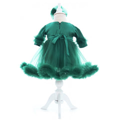 Set trusou complet pentru botez de fete, 10 piese, rochita, lumanare "Radacini si aripi" trusou imprimat cu ingeras, verde, REC2458