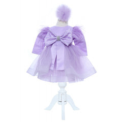 Set trusou complet pentru botez de fete, 11 piese, rochita lila cu rijelina, lumanare cu unicorn, trusou imprimat cu unicorn, REC2466