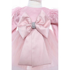 Set trusou complet pentru botez de fete, 11 piese, rochita roz pudrat cu rijelina, lumanare cu fluturi, trusou brodat cu fluturi, REC2469