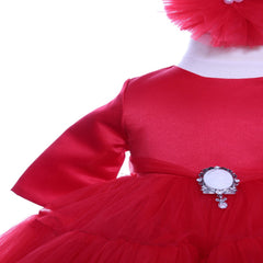 Set trusou complet pentru botez de fete, lumanare rosie cu "Radacini si aripi de la parinti", rochita rosie, trusou "cu mult drag de la nasi" si pantofiori, 11 piese, Recostore, REC1790