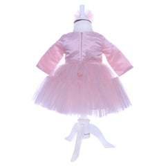 Set trusou complet pentru botez de fete, lumanare roz cu ingeras, rochita roz, trusou cu ingeras si "cu mult drag de la nasi" si pantofiori, 10 piese, Recostore, REC1791