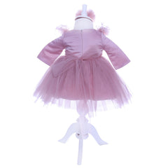 Set trusou complet pentru botez de fete, lumanare roz pudrat "cu drag de la nasi", rochita roz pudrat cu pene, trusou "cu drag de la nasi" si pantofiori, 11 piese, Recostore, REC1779