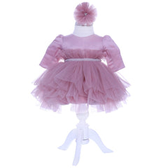 Set trusou complet pentru botez de fete, lumanare roz pudrat cu Pisicuta Aristocrata, rochita roz pudrat, trusou cu Pisicuta Aristocrata si pantofiori, 12 piese, Recostore, REC1796