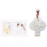 Set trusou si lumanare botez, bebe print, alb-ivoire, 8 piese, Recostore, REC1881