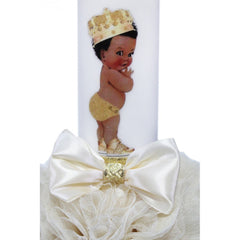 Set trusou si lumanare botez, bebe print, alb-ivoire, 8 piese, Recostore, REC1881