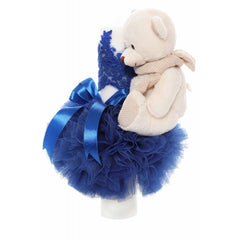 Set trusou si lumanare botez, ursulet, alb-albastru electric, 8 piese, Recostore, REC1876