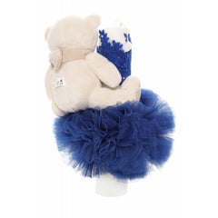 Set trusou si lumanare botez, ursulet, alb-albastru electric, 8 piese, Recostore, REC1876