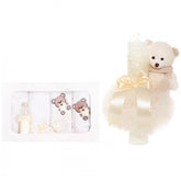 Set trusou si lumanare botez, ursulet, alb-ivoire, 8 piese, Recostore, REC1874