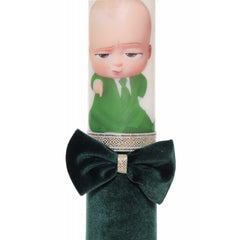 Set trusou si lumanare cu Bebe Boss pentru botez, alb-verde, 7 piese, Recostore, REC1722