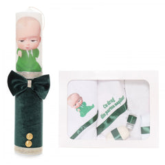 Set trusou si lumanare cu Bebe Boss pentru botez, alb-verde, 7 piese, Recostore, REC1722