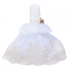 Set trusou si lumanare pentru botez, "Cu mult drag de la nasi", ivoire, 8 piese, Recostore, REC1823