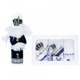 Set trusou si lumanare pentru botez de baieti, coroana de print si "Cu drag de la nasi", 8 piese, Recostore, REC1827